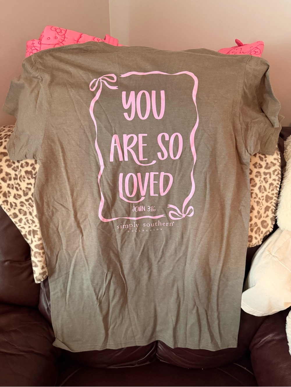 NWT Simply Southern "You Are So Loved" Bow Graphic Tee